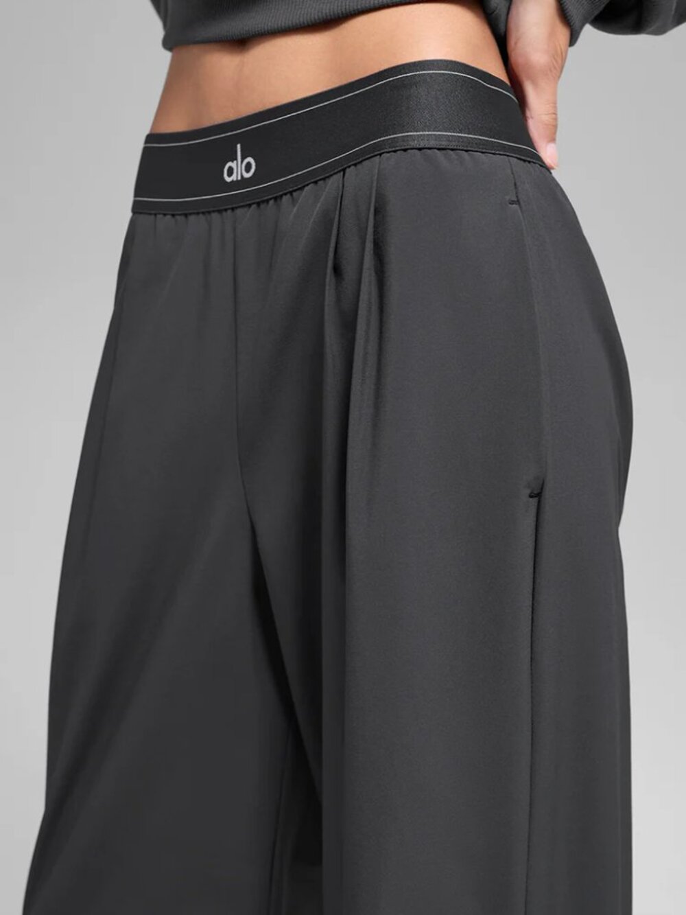 ALO Yoga Black Wide-Leg Jumpsuit with Elastic Logo Waistband